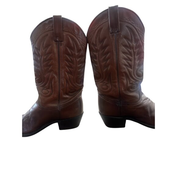 Acme Western Cowboy Boots Mens 10.5 Brown Real Leather Pointed Toe Vibrant Chore - Picture 9 of 13